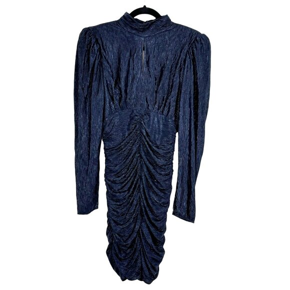 Do+Be Diaz Ruched Mock Neck Open Blue Dress Small - Picture 1 of 8